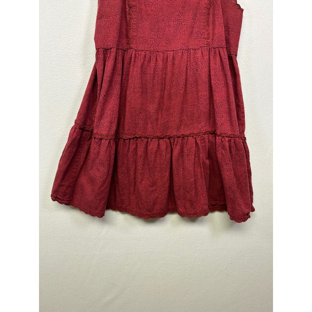 Boho Cottagecore Aeropostale Womens Medium Burgundy Tiered Babydoll Cotton Dress - Picture 8 of 9
